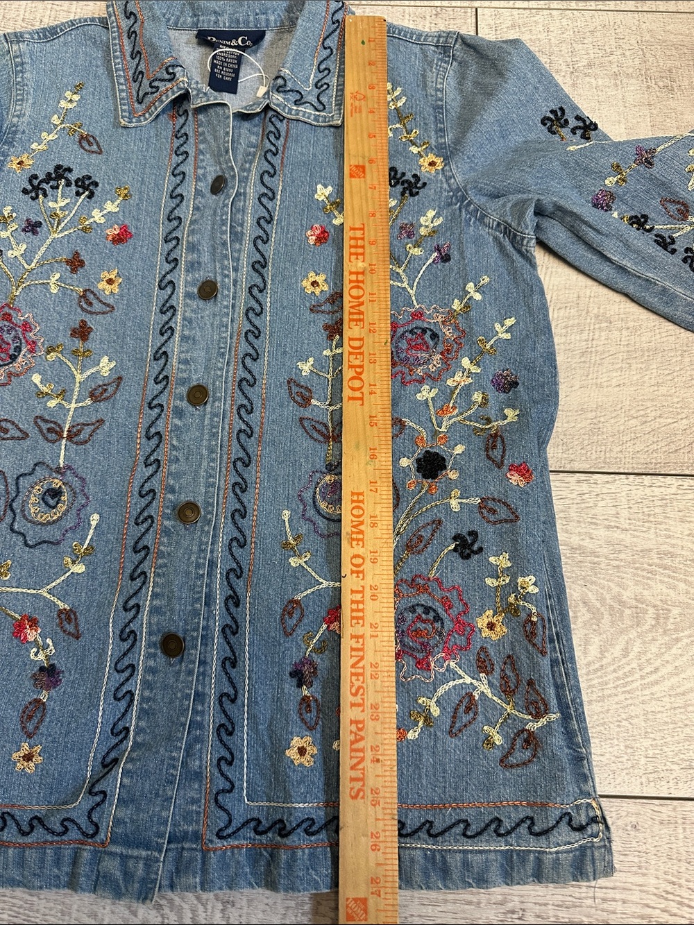 Denim&Co Light Blue Embroidered Denim Shirt - Picture 7 of 9